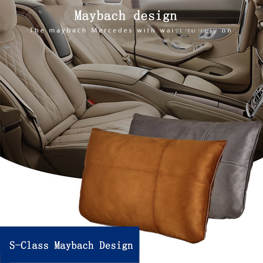 JINSERTA Auto Sitzkissen Unterstützung Kissen Maybach S Klasse Kopfstütze Taille Kissen Wildleder Stoff Sitz Zurück Nacken Unterstützung Kissen