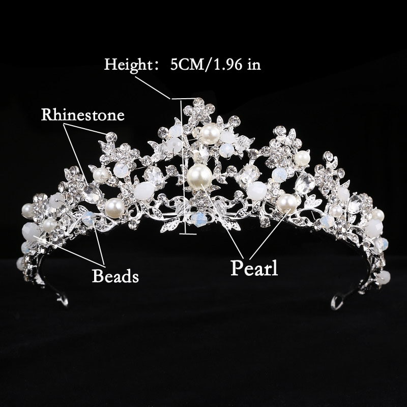 Handmade Crystal Tiara Princess Crown wedding Hair Accessories bridal Rhinestone Beads headbands Diadem jewelry Birthday
