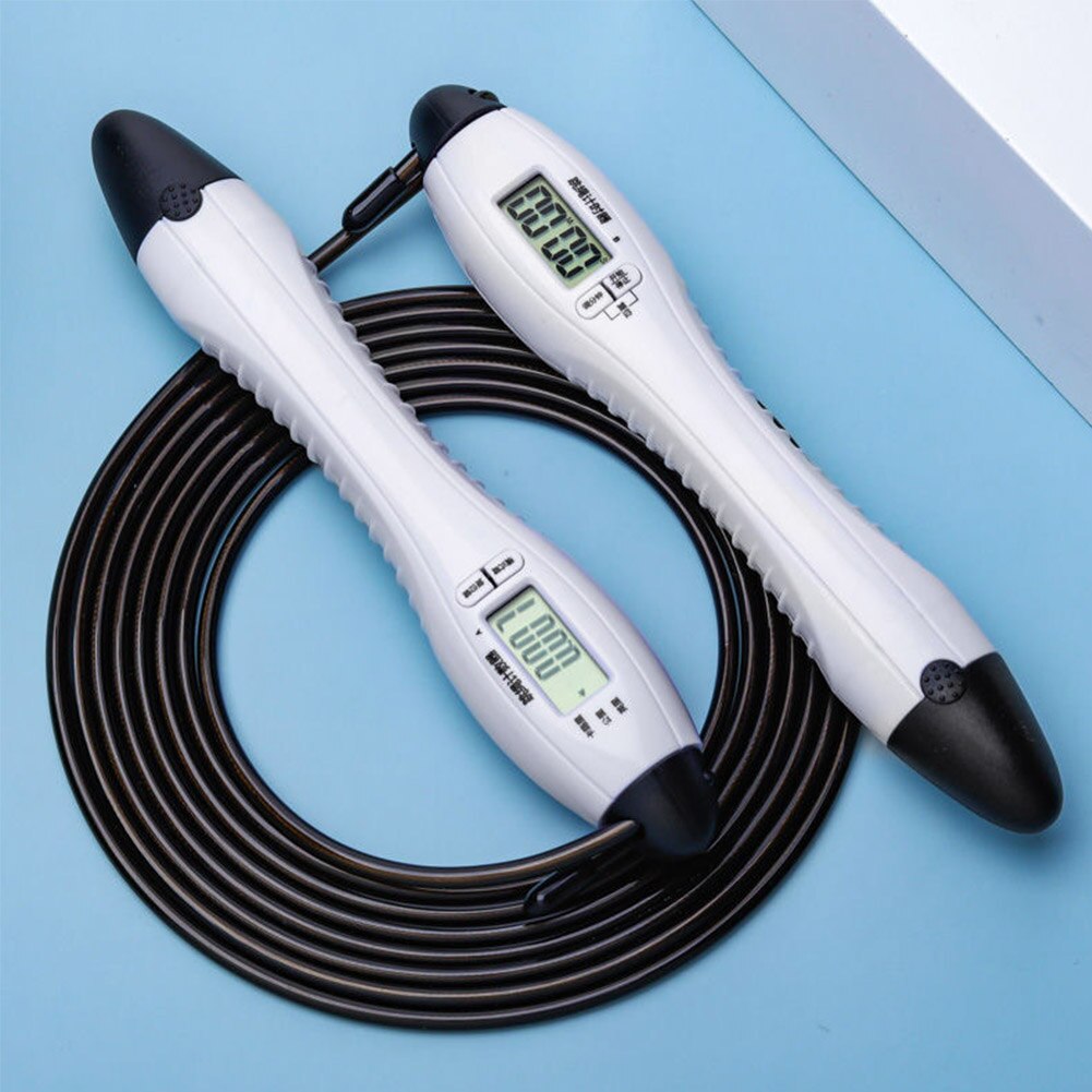 4 Modes 360 Degrees Rotation Induction Double Screen HD Display Home Gym Digital Counting Jump Rope Anti Winding ABS: White A