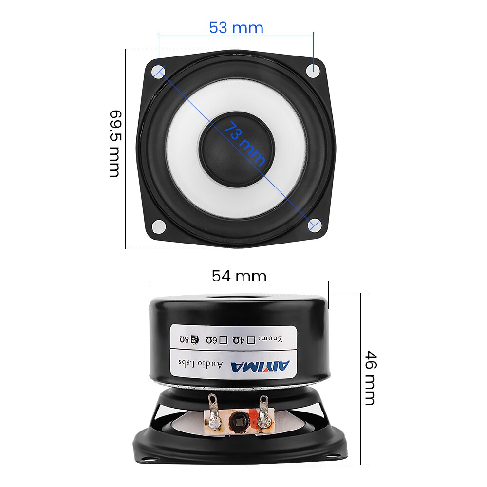Aiyima 2 stk 2.5 tommer full range højttalere kolonne hifi 4 8 ohm 15w lydforstærker højttaler driver hjemmebiograf loudspeake diyr