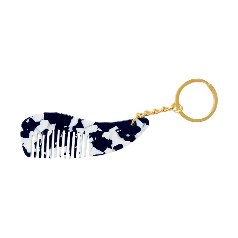 Mini peigne à cheveux en acétate , porte-clés Portable, belle brosse à cheveux imprimée léopard, outils de coiffure, porte-clés de voyage pour femmes
