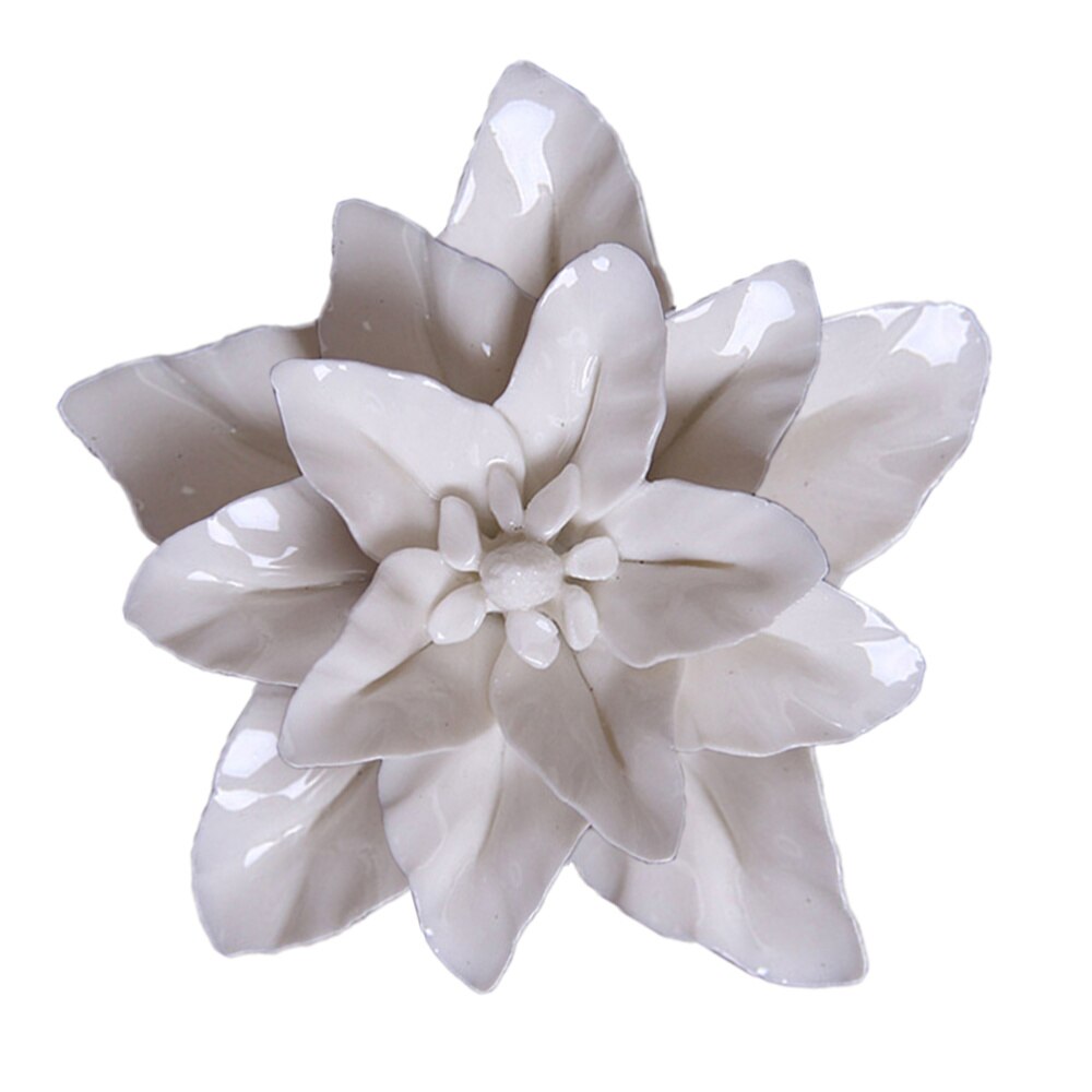 Ceramic Art Flower Wall Hanging Wall-mounted Decor Craft Artificial Stereoscopic Luoyang Peony Hanging Decor for Living Room Hom: White 5