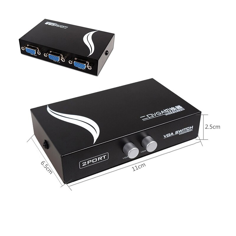 15HDF 2-Port 2 IN 1 OUT Switcher Selector Box Two Way VGA Video Switch for PC Laptop Desktop Monitor TV