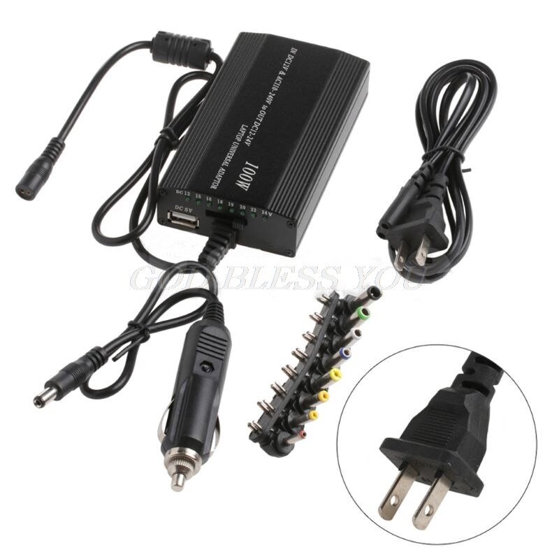 Universele 8 X Tip Connectors Ac/Dc Naar Dc Inverter Car Charger Voeding Adpter Cord Voor Laptop Ons/Eu Plug
