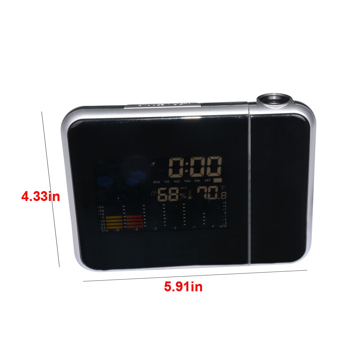 Digital Projection Alarm Clock Weather Station with Temperature Thermometer Humidity Hygrometer/Bedside Wake Up Projector Clock