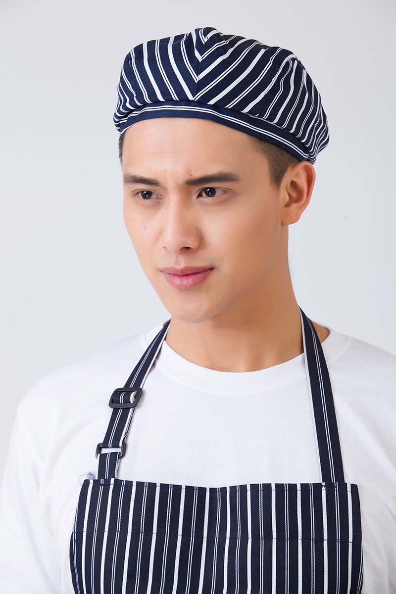 12 couleurs de rayure grille Chef serveur chapeaux adultes Restaurant boulangerie cantine Chef cuisine vêtements de travail casquette avant: 1