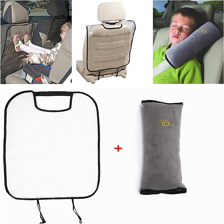 Auto Seat Back Cover Protector Voor Kinderen Auto Veiligheid Seat Belt Harness Schouder Pad en Autostoel Kicking Mat