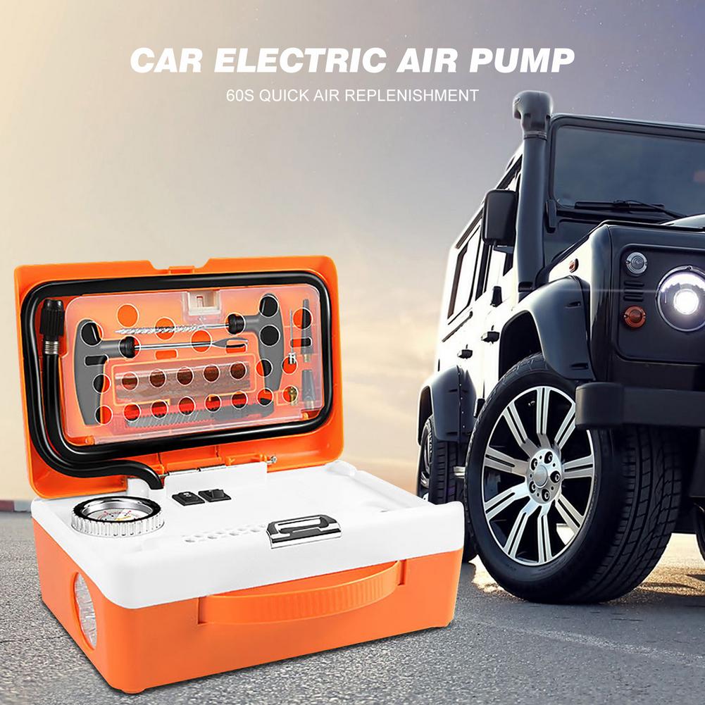 Portable Car Tire Pump Air Compressor Tire Inflator Electric Automatic High-pressure Air Compressor With Emergency Flashlight