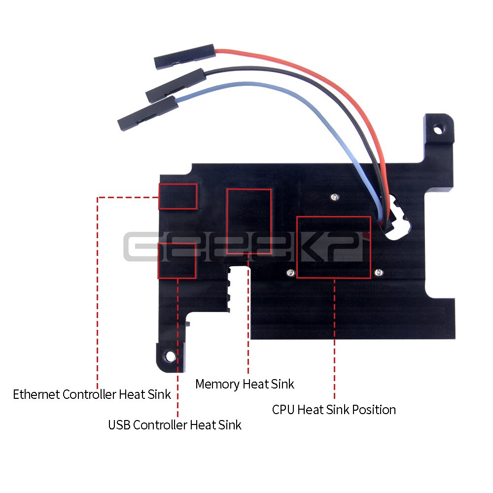 Raspberry Pi 4B – Kit de dissipateur thermique CNC à vitesse réglable, ventilateur de refroidissement extrême avec arrêt automatique, coussin thermique 3510