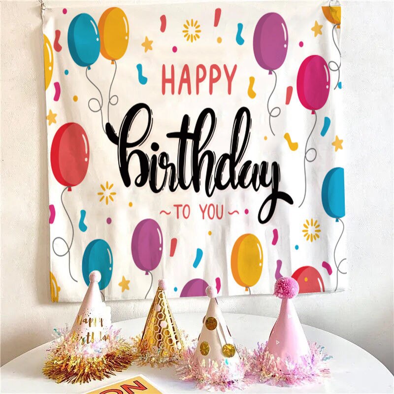 happy birthday wall decorations Tapestry wall hanging party bedroom tapestry decoration wall cloth bedroom hanging wall tapestry: C