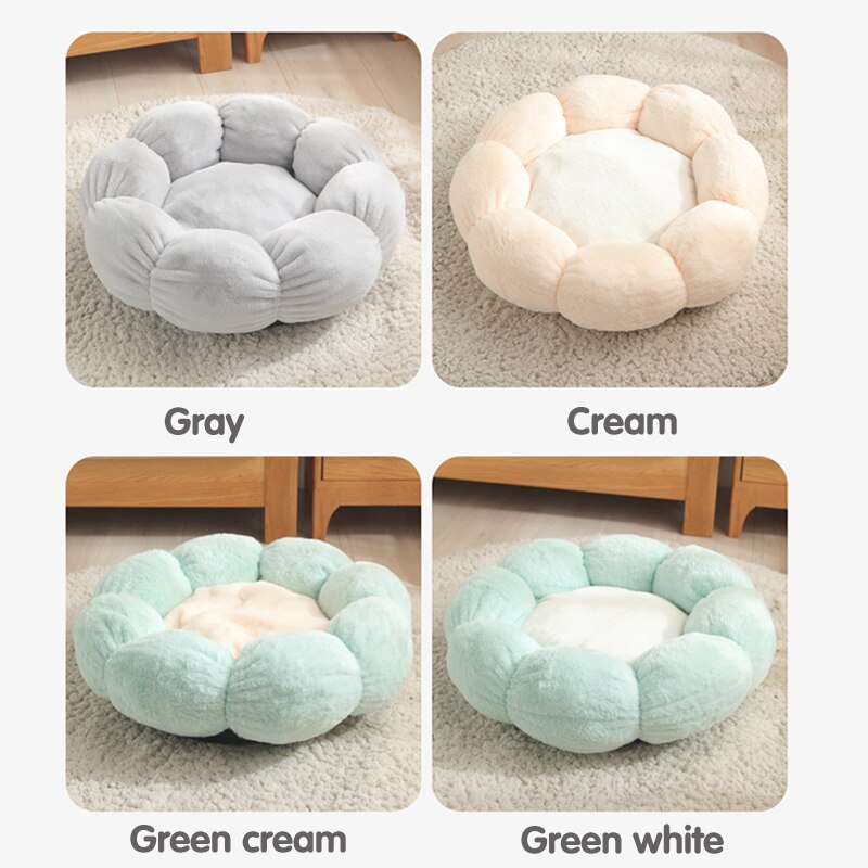 Flower Shaped Cat Bed Indoor Cozy Pet Beds Ultra Soft Plush Dog Basket Sunbed Warm Self-Warming House Sleeping Bag Cushion Mat