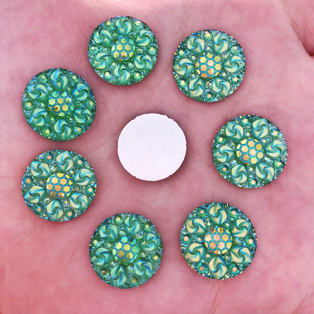 20 stks 16mm AB Hars Ronde Plaksteen Strass Versiering Knop DIY Ambachtelijke R64: 1