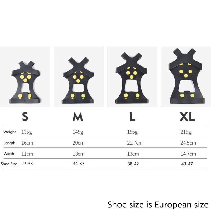 10 Studs Anti-Skid Snow Ice Climbing Shoe Spikes Ice Grips Cleats Crampons Winter Camping Climbing Anti Slip Shoes Cover