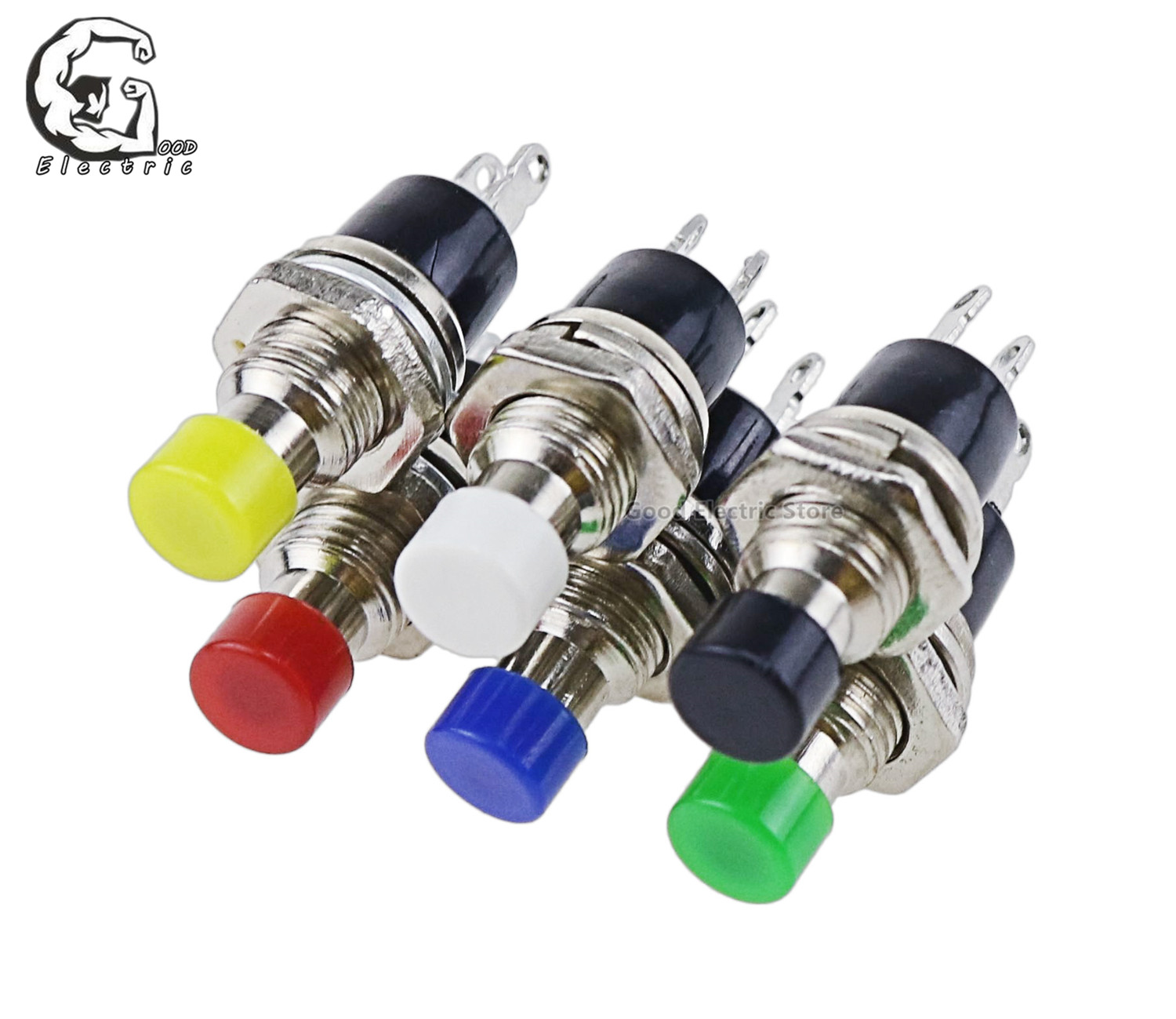 5Pcs PBS-110 Mini Micro DIY Draad 2Pin Momentary Drukknop Rood Zwart Wit Blauw Geel Groen Lockless Zelf -rust OP/OFF