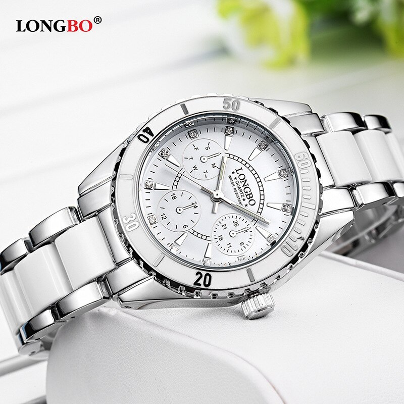 Longbo 80303 kvinder quartz ure analoge ure luksus keramiske ure