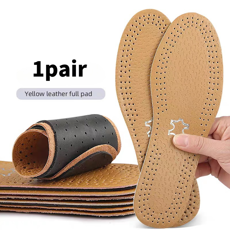 1 Pair Leather Leisure Insoles for Shoes Ultra thin Deodorization Breathable Shock Absorption Cushion Sole Insert: 0
