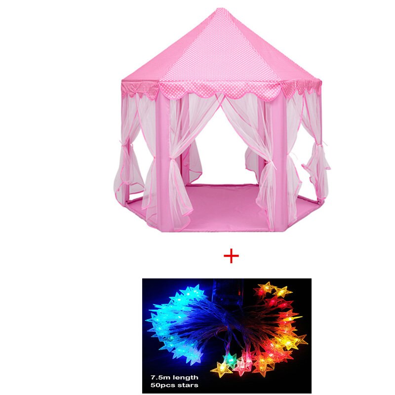 Portatile Princess Castle Gioca Tenda Giocattolo Per Bambini Attività Fata Casa bambini Indoor Outdoor Playhouse Tenda Della Spiaggia Bambino che gioca Giocattolo: pinkw with lightstar