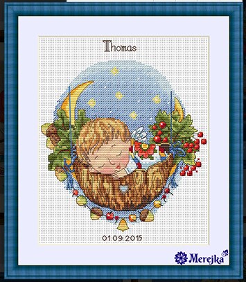 MM Gold Collection Counted Cross Stitch Kit Cross stitch RS cotton with cross stitch Merejka K-22 Moon Lullaby (boy)