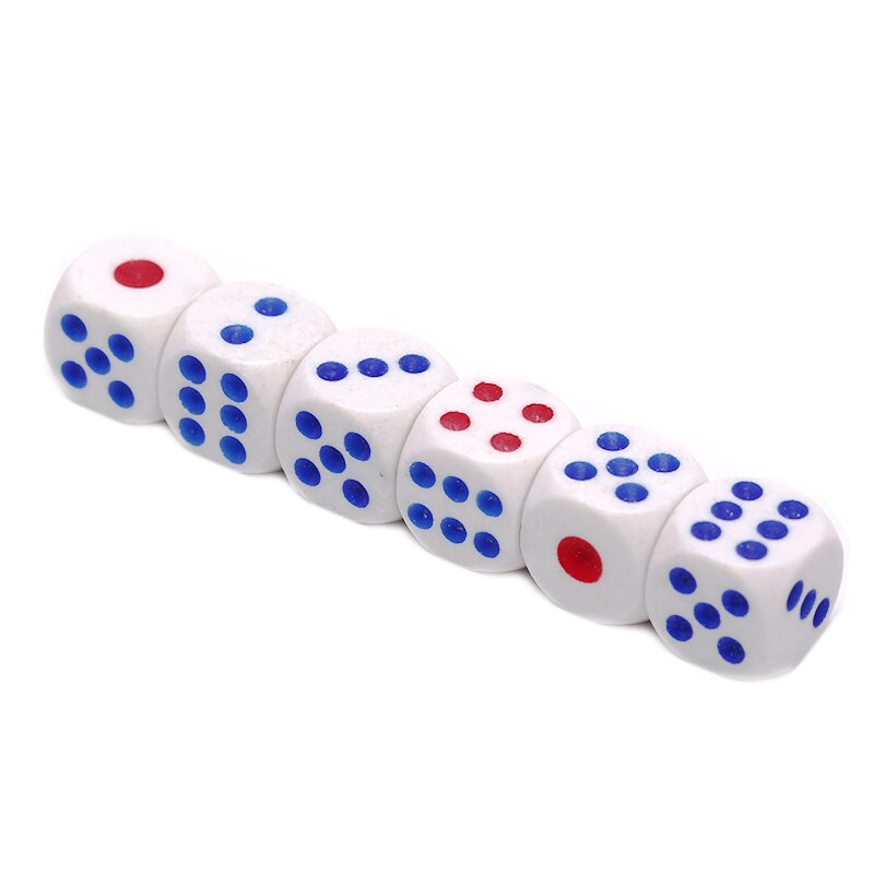 10mm Drinken Dobbelstenen Acryl Wit Ronde Hoek Hexahedron Dobbelstenen Club Party Tafel Spelen Games RPG Dobbelstenen Set 6 stks/partij
