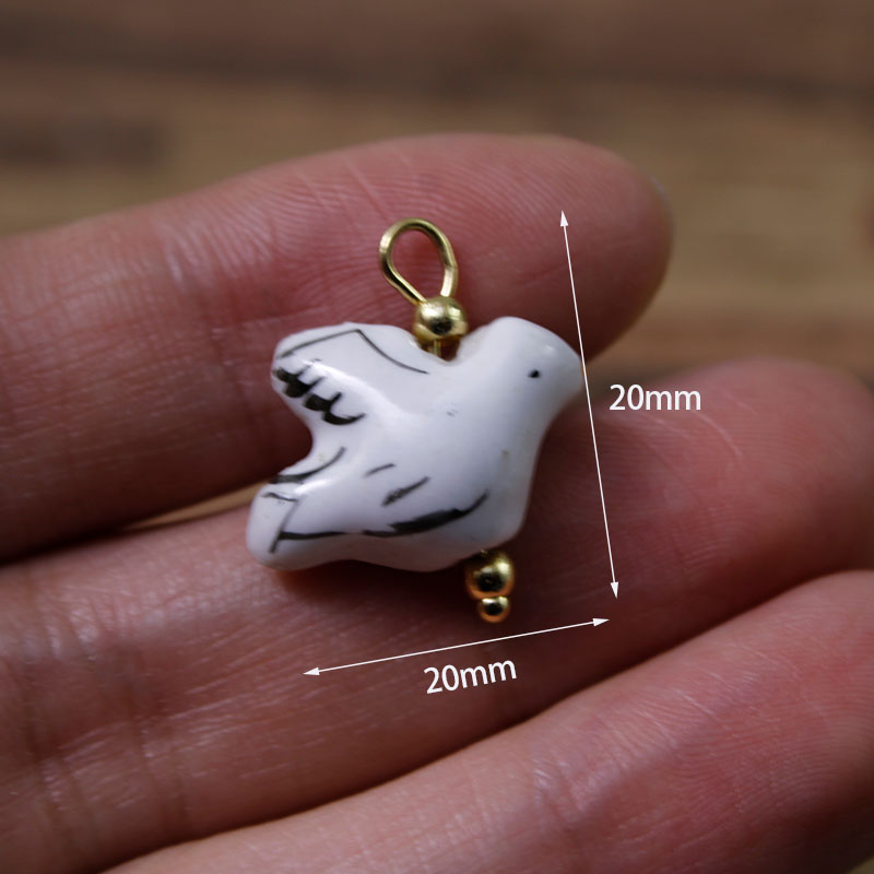 2Pcs/Lot Painted Handmade Ceramic Tulip/Tropical Fish Pendant Beads/Animal Charms/Steel Eye Pin DIY Necklace Earring Accessories: Antique Bronze Plated