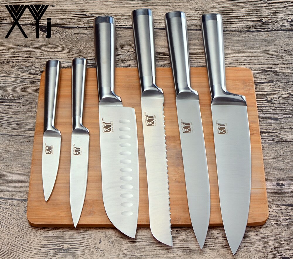 XYj Stainless Steel Kitchen Knive Sets Fruit Vegetable Bread Meat Knife Non-Stick Blade Effort-Saving Handle Knives