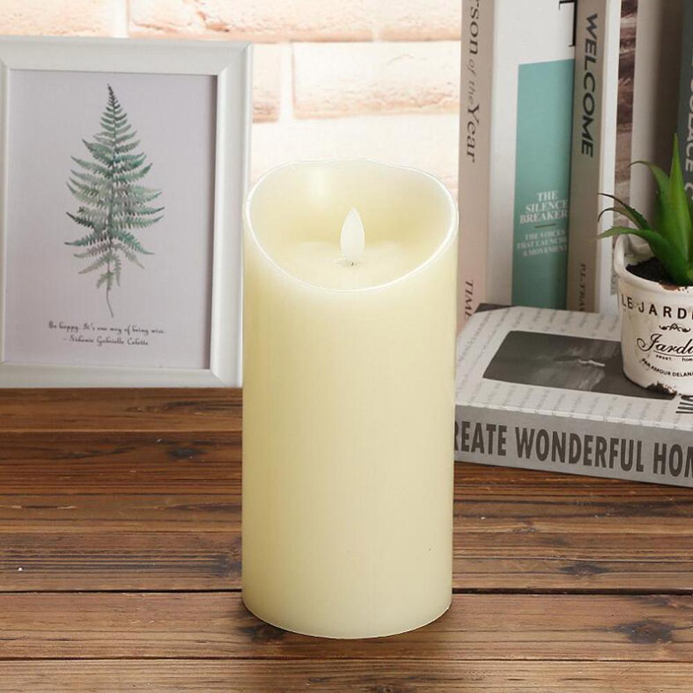 Flameless LED Candle Light Real Paraffin Wax Pillars Candle Light with Realistic Swing Flames for Home Christmas Wedding Decor: 1pcs 7.5x17.5cm