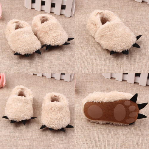 Barn baby crib sko vinter myk såle monster claw mokasiner sko plysj jente gutter sko innendørs plysj såle prewalkers crib sko