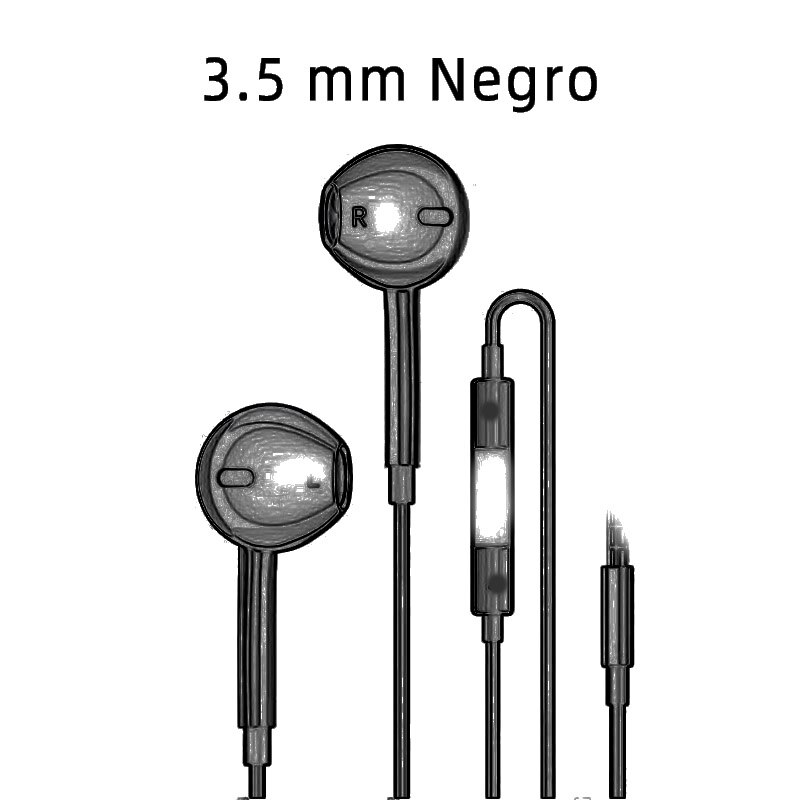 Headphones with Cable and Microphone for mobile Laptop PC Headphone Type C Lightning 3.5mm: 3.5mm Negro