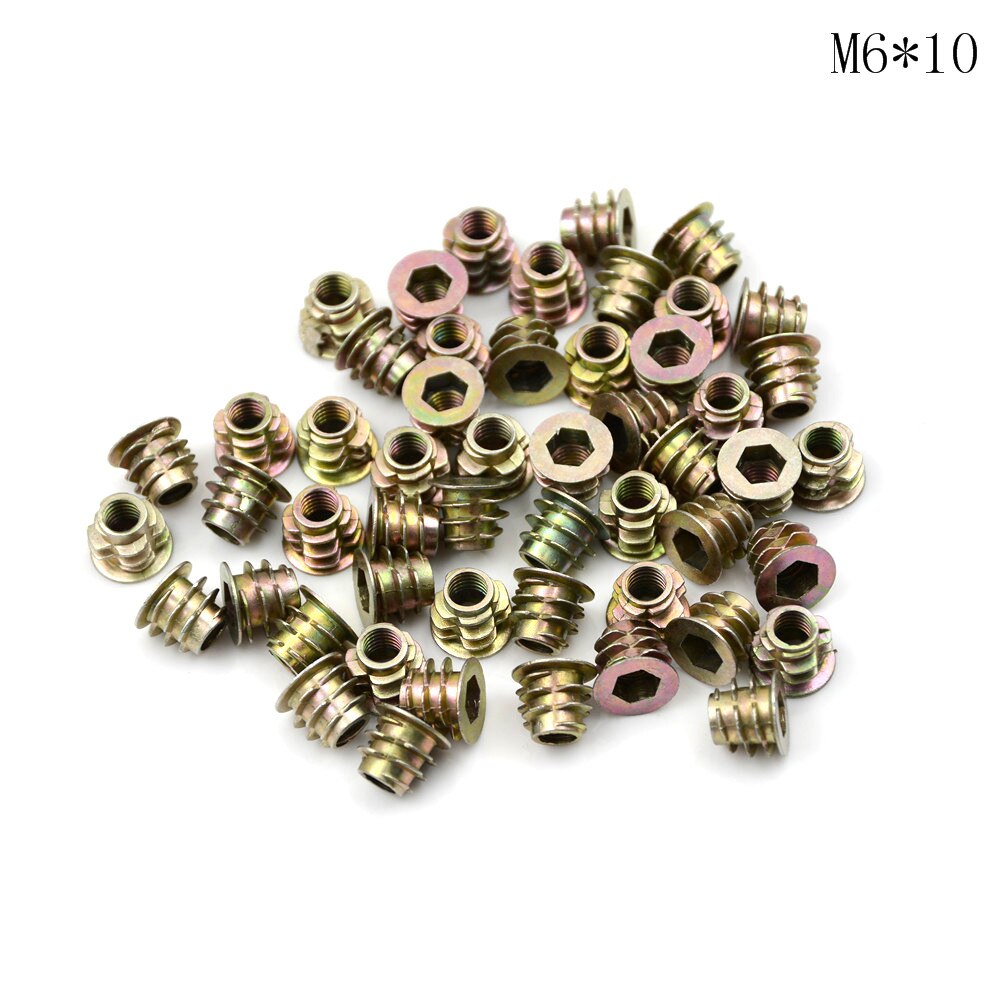 50Pcs M4 * 8/10/M5*10/8/13/M6*10/13 Zink legering Meubels Hex Socket Drive Hoofd Moer Schroefdraad Voor Hout Insert Noten: A6