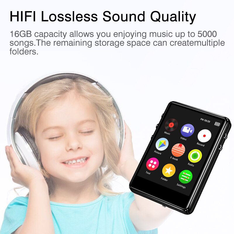 REDANT MP4 Player with Bluetooth Built-in Speaker 2.4 inch Full Touch Screen FM Radio Recording E-book Music Video Player MP 4