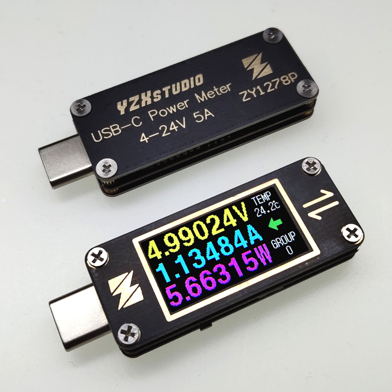Yzxstudio mini usb-c pd tester spenning og gjeldende krusning dobbel type-c meter  zy1278p