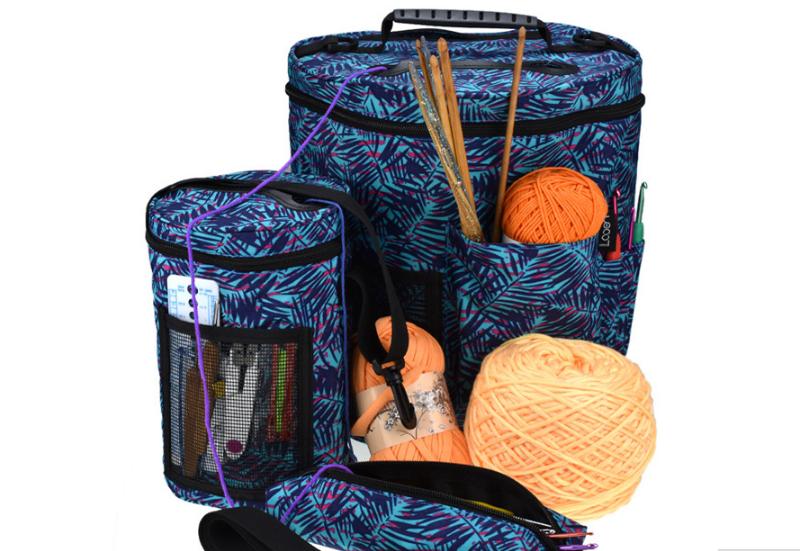 DIY Craft Storage Knitting Yarn Storage Bag Case Yarn Drum Women's Crochet Hook Thread Pouch Round Periwinkle Knitting Crochet: Deep Blue