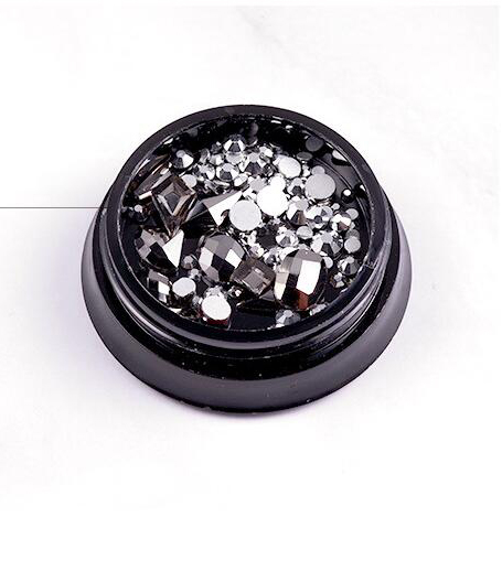 Piedra para Nail art y cuentas de vidrio brillante cuadrado AB diamantes de imitación de cristal claro decoración mixta en tarro piedras brillantes ZR01-10 de dijes: ZR10