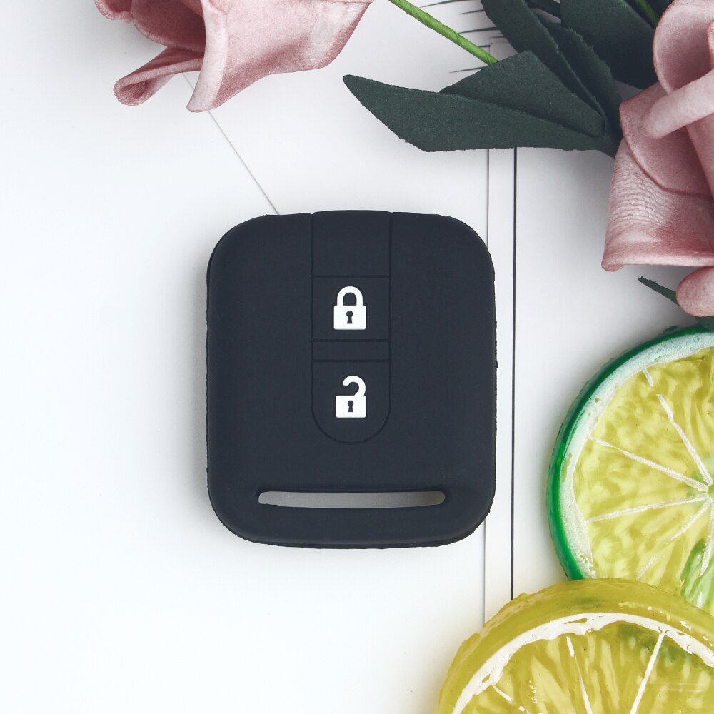 Dandkey siliconen sleutelhoes voor nissan qashqai micra navara almera note x-trail qashqai fob 2 knoppen afstandsbediening autosleutel styling: Zwart