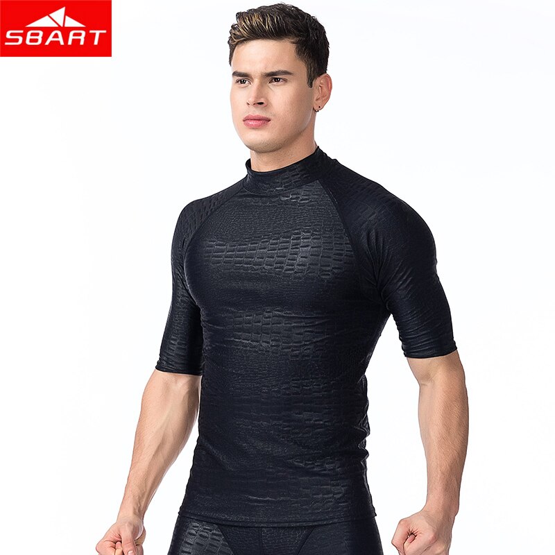 Sbart mænd kortærmet rashguard skjorte surfbukser rash guards uv beskyttelse solcreme strand dykning snorkling badebukser