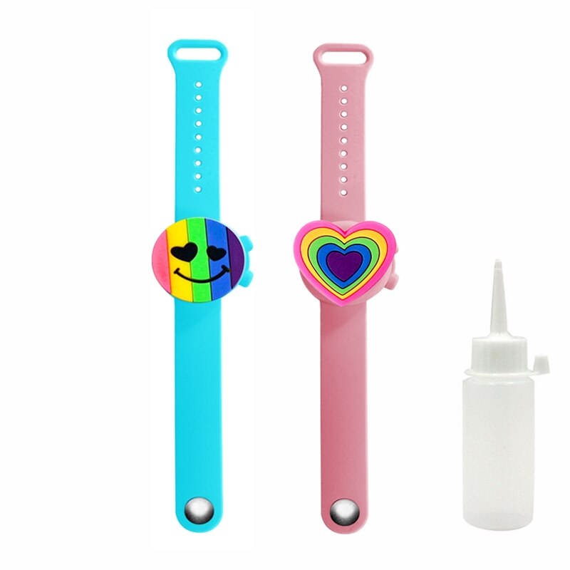 2Pcs Cute Unicorn Cartoon Wristband Hand Dispenser Portable hand sanitizer hand sanitzer hand sanatizer holder for children Kids: R 2Pcs Blue pink
