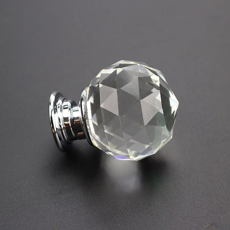 30mm dør knap enkelt hul klart krystal diamant glas dørhåndtag skab skuffe møbler håndtag kugle dørhåndtag knop