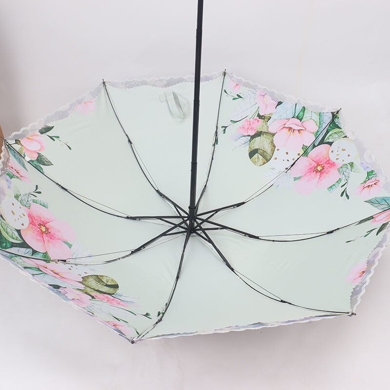 Handtas Borduren Kant Kleur Lijm Zwarte Lijm Afdrukken Double Layer Paraplu Zon En Regen Dual Purpose Zon Bescherming