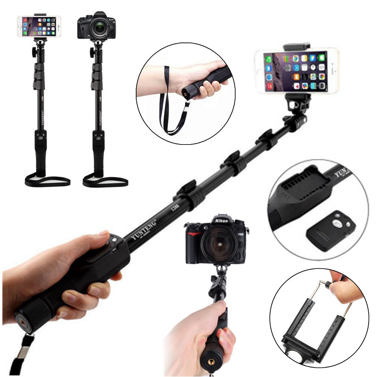 3 in 1 Wireless bluetooth Selfie Stick Monopod Shutter Remote Extendable Selfie Holder Stick Mini Tripod for Phone for Camera