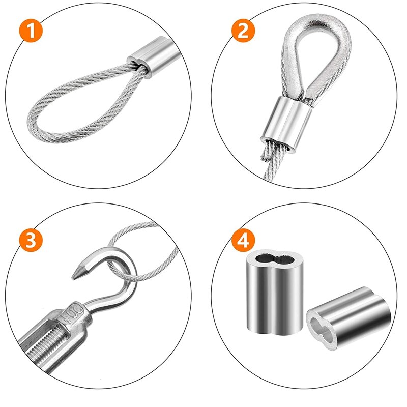 -56 Pcs Garden Wire Cable Railing Wire Fence Roll Kits 15M PVC Coated Heavy Duty Stainless Steel Wire Rope Cable