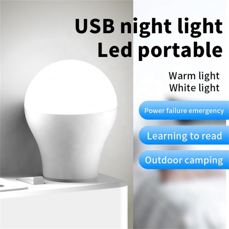 Big USB Plug Lamp Portable LED Light Mini Night Light Small Round Light Computer Power Bank Light Small Round Light