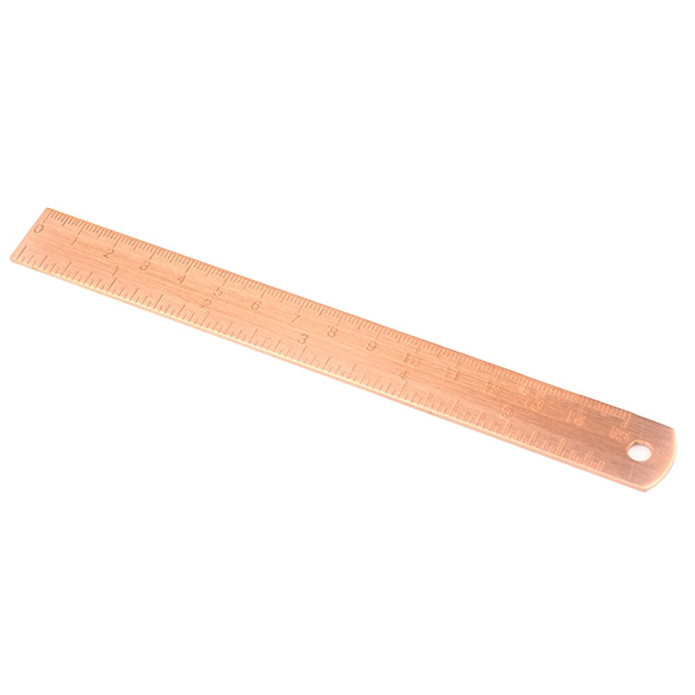 Marcapáginas de latón de 15Cm, regla recta de medición de oro rosa para escuela, papelería, herramientas de dibujo de pintura de Metal, 1 ud.: Red Copper