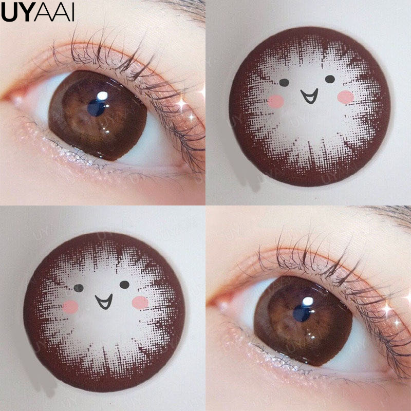 UYAAI lentilles noires de grand diamètre 15mm lentilles de 14.5mm lentilles de Contact colorées pour les yeux lentilles pour grands yeux lentilles d'aspect naturel: GRIS