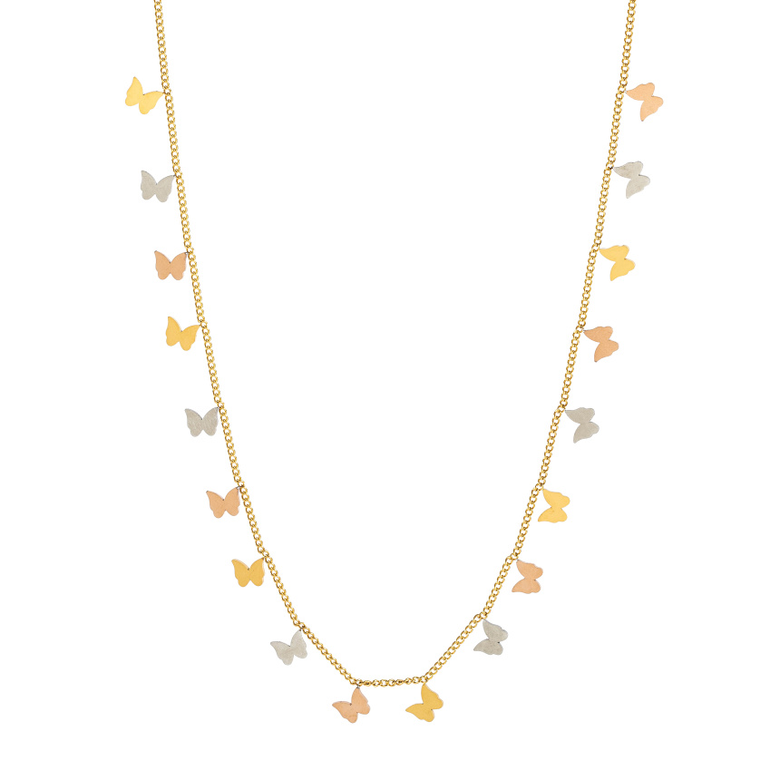 316L Stainless Steel Butterfly Charm Choker Necklace - Geometric Pendant - Trendy Jewelry for Women