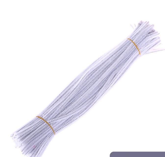 100 stuks/set educatief speelgoed montessori materialen chenille kinderstokjes puzzel knutsel kleurrijke pluche stokjes handgemaakt doe-het-zelf speelgoed: Wit