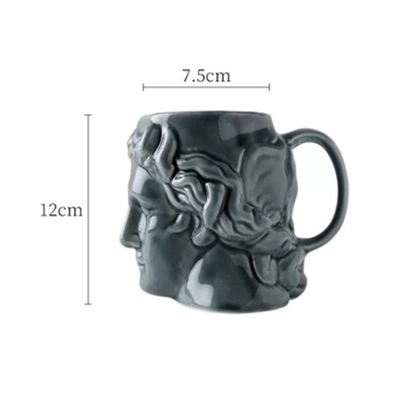 580ml Ceramic 3D Apollo Mug Coffee Mugs Ancient Greek gods Cups Cute Office Mugs Milk Mug Home Decoration Birthday: Gray green