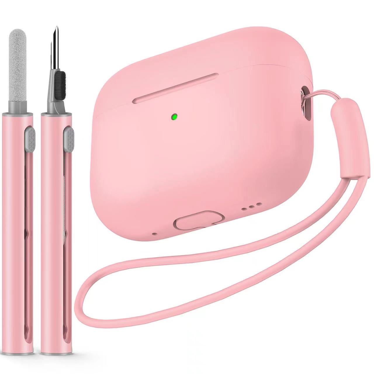 AirPods Pro Case Cover with Cleaner Kit,Soft Silicone Protective Case for Apple AirPod Pro 2nd/1st Generation Case for Women Men: Pink
