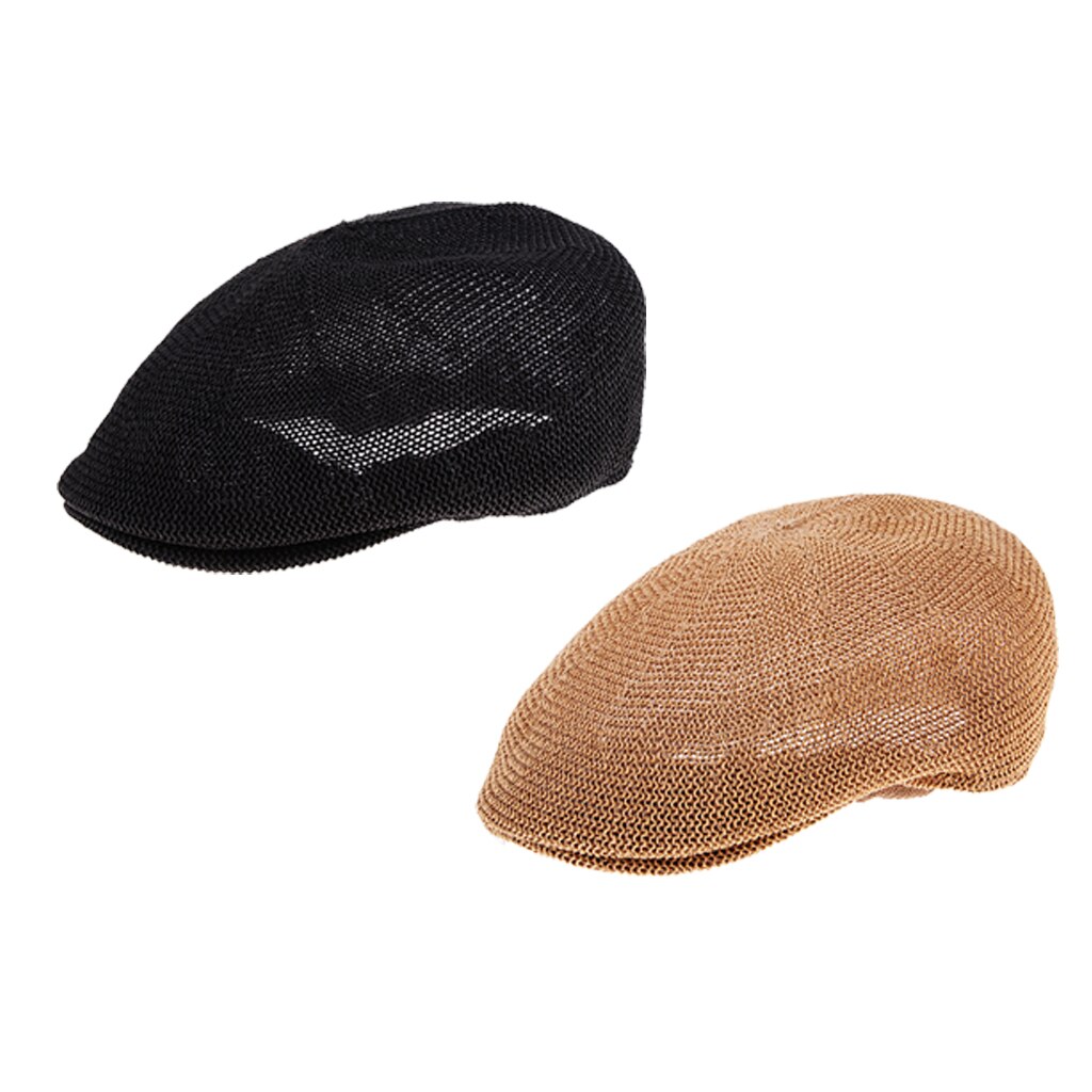 Men Breathable Summer Straw Sun Hat Newsboy Beret Ivy Cap Cabbie Flat Cap