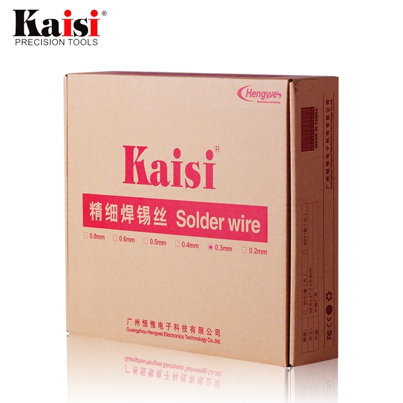 Kaisi Flux 1.2% colofonia Core hilo de soldadura de estaño y plomo Sn60 / Pb40 para trabajos de soldadura (0,3mm/0,4mm/0,5mm/0,6mm opcional)