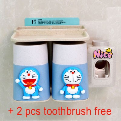 Boxi Automatic Toothpaste Squeezer Toothbrush Cup Dispenser Dust-Proof Toothbrush Holder Cartoon Cup Bathroom Accessories: 0299